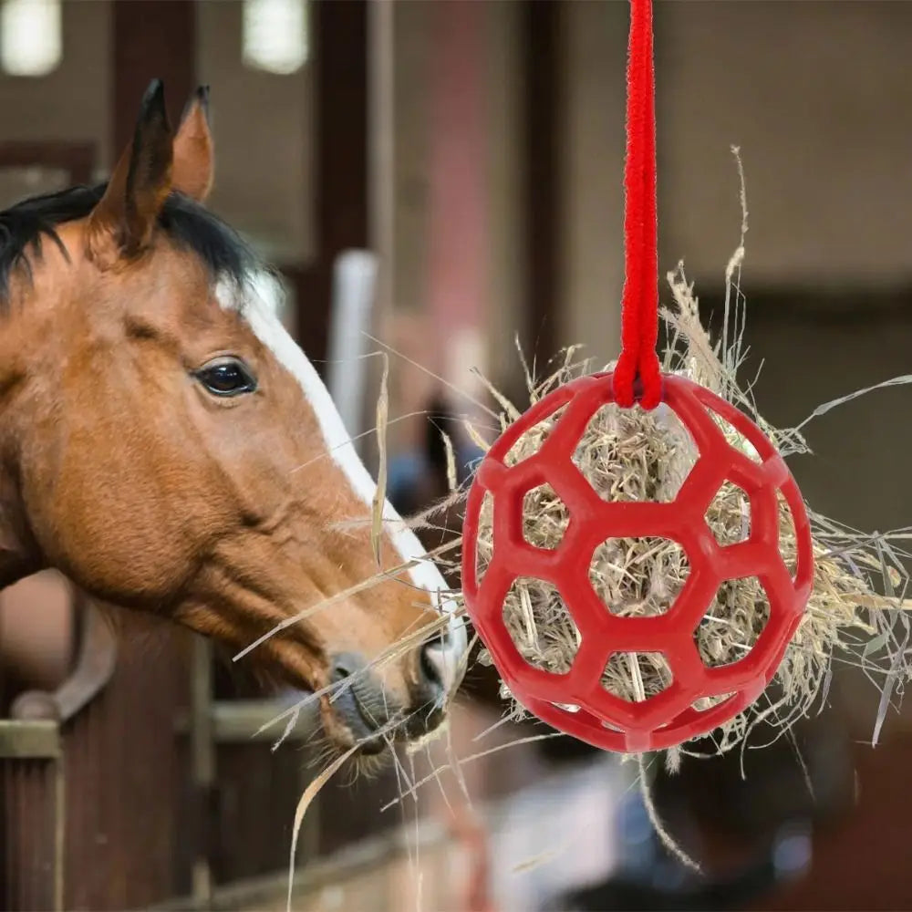 Leisure and Entertainment TPR Horse Treat Ball Red/Blue/Green 5.5inch Pony Hay Feeder Soft Circular Hanging Feeding Toy Cattle