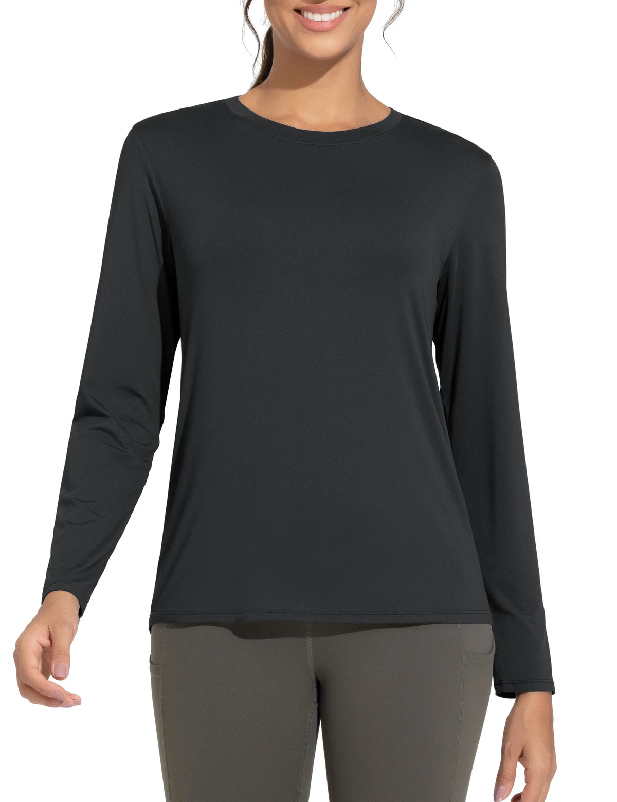 THE GYM PEOPLE Women's Ultra Soft Long Sleeve Workout Shirts Basic Crewneck Athletic Running Tops