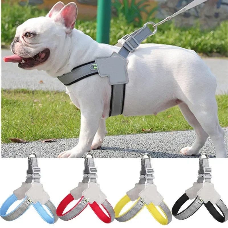 S Bulldog Reflective Harness Saddle Chest Style French Harnesses Collar Breathable Pet Strap Dog Puppy Small Medium For