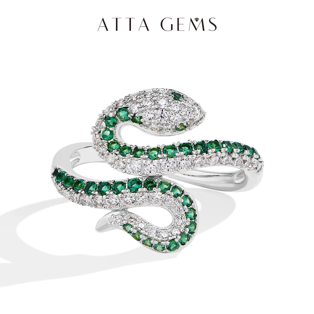 ATTAGEMS Original Snake Moissanite Ring S925 Sterling Silver Women Men Luxury Engagement Ring High Quality Shipping from the USA