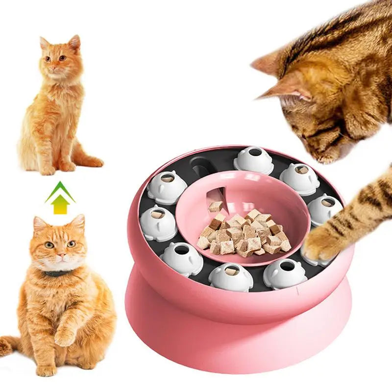 Slow Feeder Cat Bowl Elevated And Titled Cat Puzzle Feeder Bowl Healthy Eating Diet Pet Bowl Interactive Toy For Cats Food