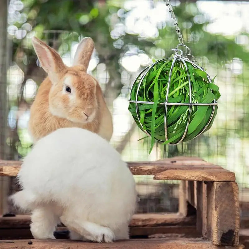 Hay Feeder Ball Stainless Steel Bunny Grass Sphere Play Chew Toy Grass Rack Ball, Pet Supplies For Bunny Hamster Chinchilla