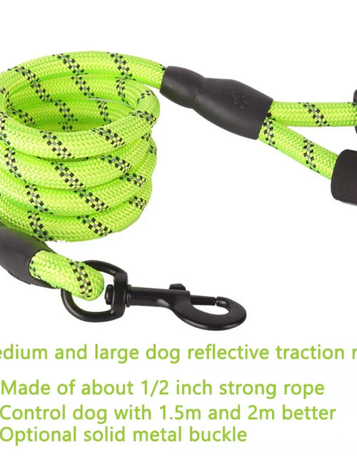 Load image into Gallery viewer, 1.5M/2M/3M Large Dog Rope Round 1.2CM Nylon Pet Leash Strengthen Reflective Rope Walking Dog Traction Collar Harness Dog Lead
