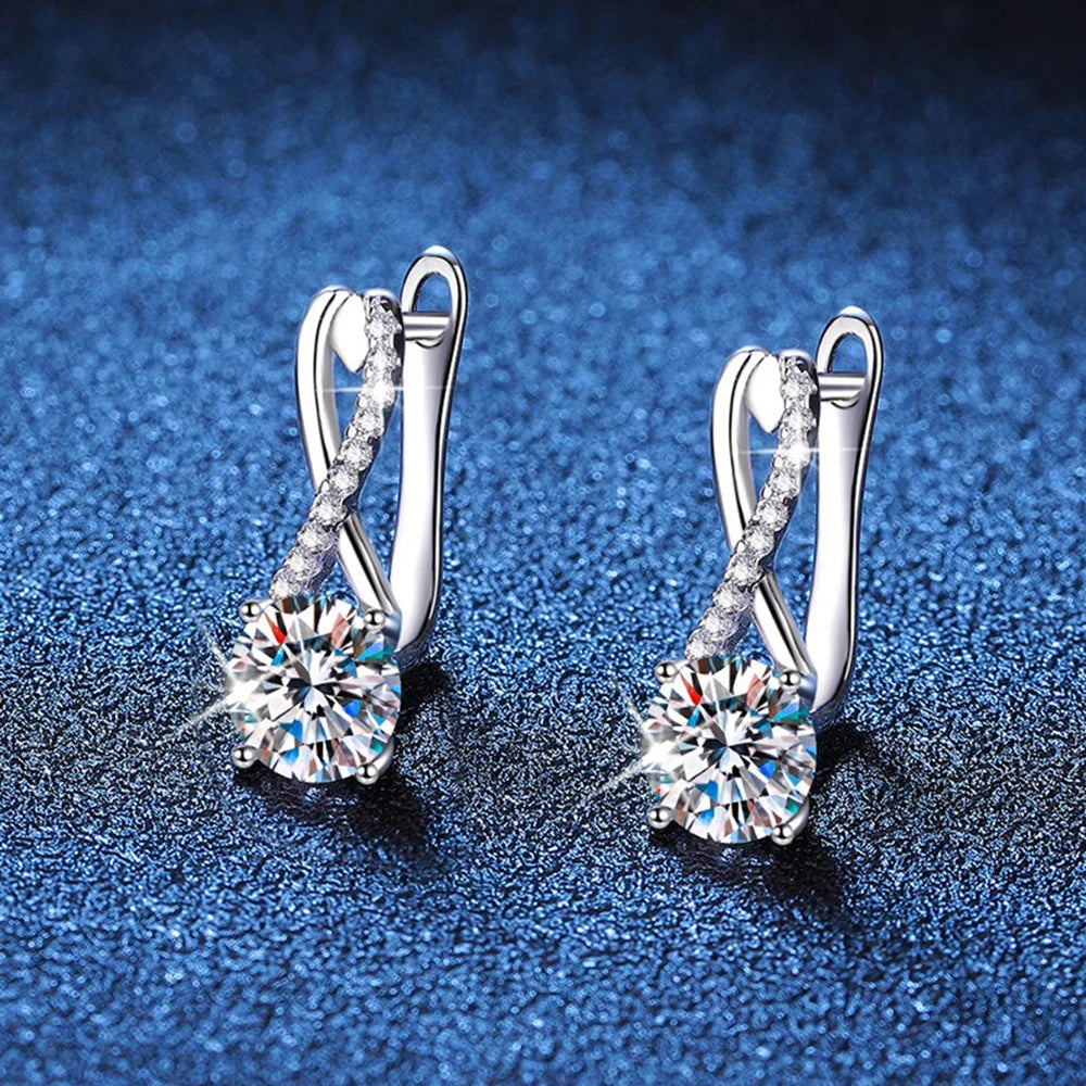 Cbtb Classic 925 Sterling Silver Four Claw Moissanite Earrings for Women Engagement Anniversary Bride Jewelry Wholesale