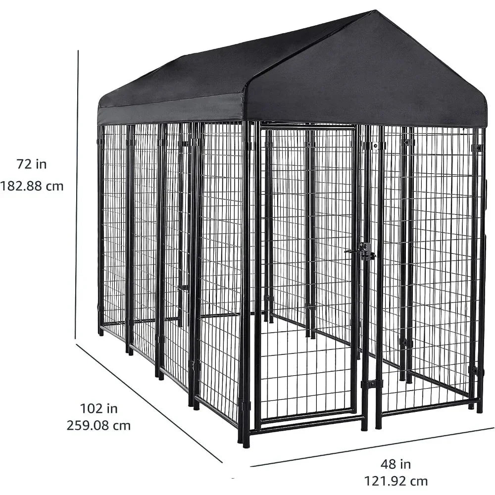 Dog Large Black Pet Welded Rectangular Outdoor Wire Crate Kennel for Cat House for Dogs 102 X 48 X 72 Inches Freight Free Home