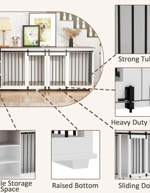 Load image into Gallery viewer, Large Dog Crate Furniture, 86.6&quot; Wooden Dogs Kennel with Shelves, Divider &amp; Slidding Door, Heavy Duty Furniture Style Dog House
