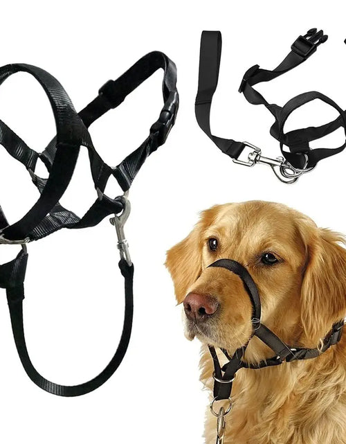 Load image into Gallery viewer, Adjustable Anti barking Non Pull Dog Muzzle Dog Halter Dog Head Collar Leader Harness
