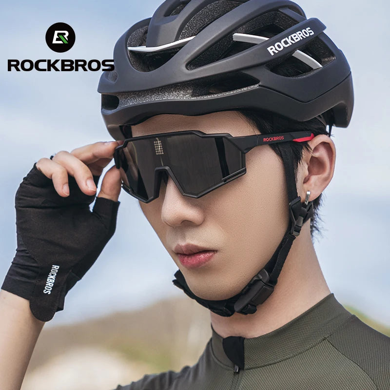ROCKBROS Polarized Cycling Glasses Electronic Color Change Glasses Sunglasses UV400 Safety Bike Bicycle Eyewear Sports Goggles