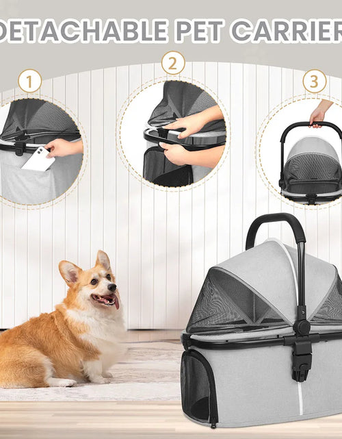 Load image into Gallery viewer, 애완견 유모차 Cute Pet StrollerFoldable Pet Travel Carrier for Small/Medium Dogs Cats up to 48 lbs,Detachble Portable Pet Bag
