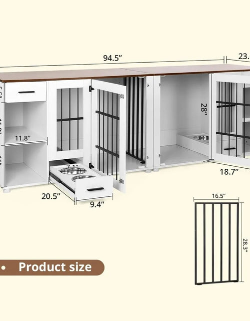 Load image into Gallery viewer, Dog Crate, Large Wooden Dog House with Drawers and Heavy Duty Kennel Indoor with Room Divider and TV Stand Cabinet, Dog Crate
