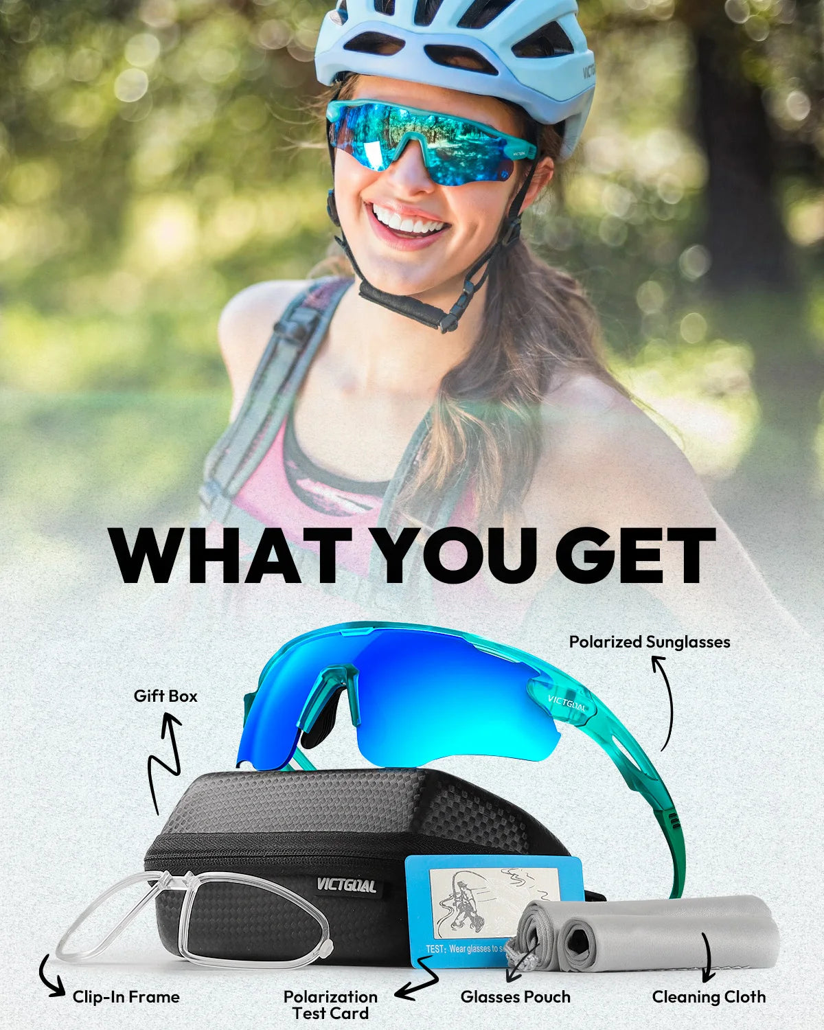 VICTGOAL Outdoor Sports Polarized Sunglasses for Men Women UV400 Protection Mountain Bike Glasses Running Climbing Cycling Polarized Glasses