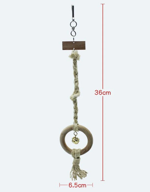 Load image into Gallery viewer, Natural Wood Pet Parrot Raw Rope Swing ladder With Bell Rack Squirrel Bird Parrot Branch Chew Bite Toys Parrot Cage Accessories
