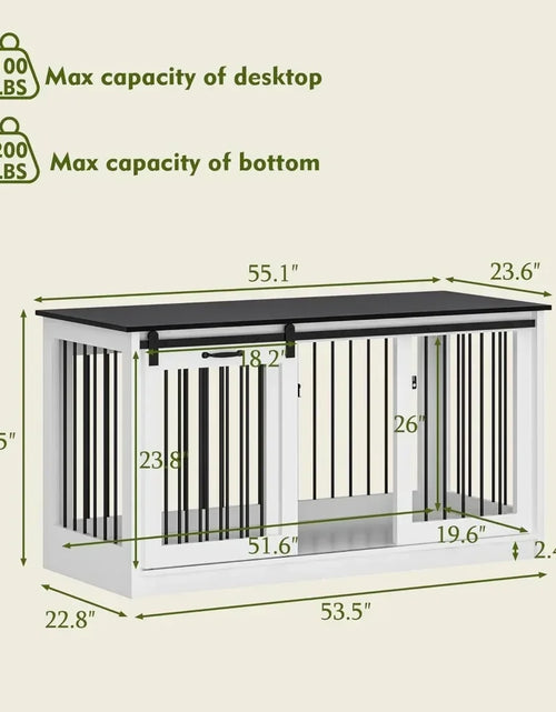 Load image into Gallery viewer, Dog Crate Furniture, 55&quot; Indoor Heavy Duty Dogs Kennel House with Sliding Doors, Dog Crate Table Side End Table TV Stand
