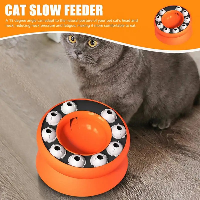 Slow Feeder Cat Bowl Elevated And Titled Puzzle Feeder Dish For Cats Healthy Eating Diet Pet Bowl Interactive Toy For Kittens