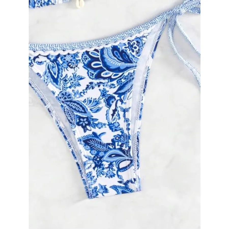 Women's Floral Printed Bathing Suit Halter Paisley Summer Swimsuit Bikinis Set
