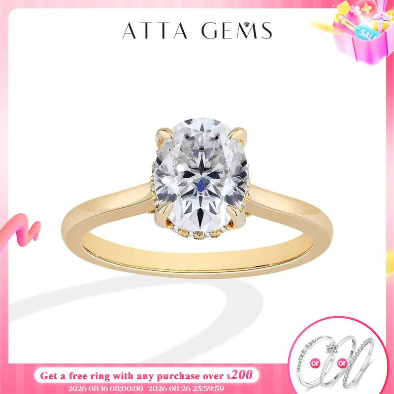 ATTAGEMS Oval cut 9*7mm2CT DVVS Moissanite Ring 925 Sterling Silver for Women Wedding Jewelry High Quality Shipping from the USA