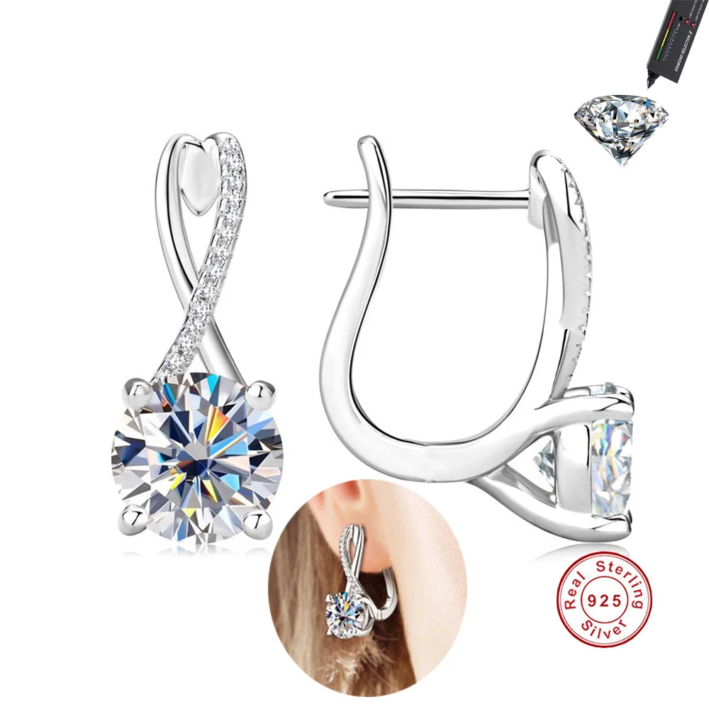 Cbtb Classic 925 Sterling Silver Four Claw Moissanite Earrings for Women Engagement Anniversary Bride Jewelry Wholesale