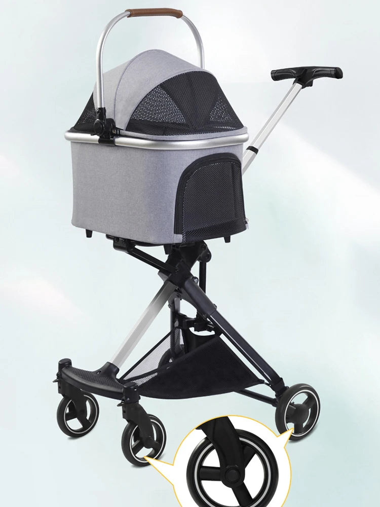 Hello Baby Dog Carrier Sturdy Aluminum Alloy Frame Up Travel Stroller Luxury Pet Stroller Foldable Light  For Small Medium Dog