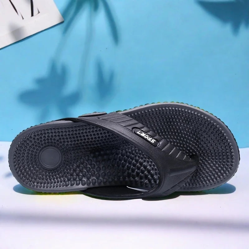 Men‘s Flip Flops Summer Non-Slip Thong Sandals Lightweight Comfortable EVA Foam Arch Support Indoor Outdoor Home Slippers Beach Pool Gym Travel Walking Durable Quick Dry Cushion Footbed Casual Minimalist