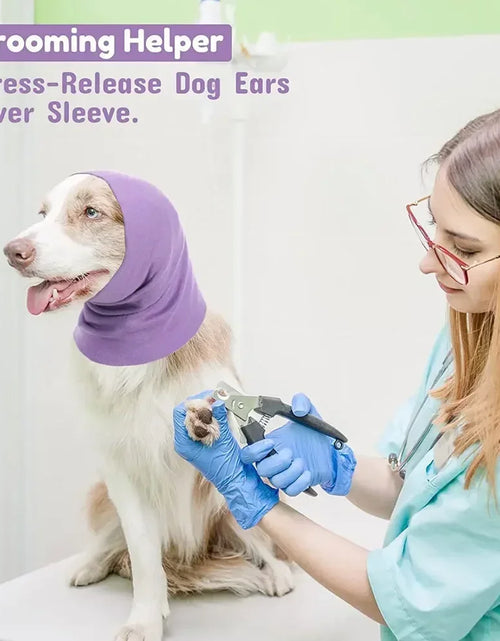 Load image into Gallery viewer, Dog Pet Ears Cover Calming Headscarf Bathing Grooming Helper Anti-shock Noise-proof Earmuffs Turban Head Wrap Decompress Tool
