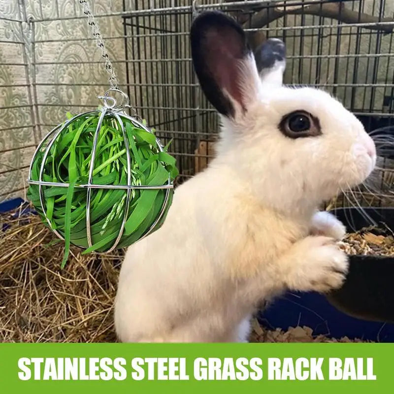 Hay Feeder Ball Stainless Steel Bunny Grass Sphere Play Chew Toy Grass Rack Ball, Pet Supplies For Bunny Hamster Chinchilla