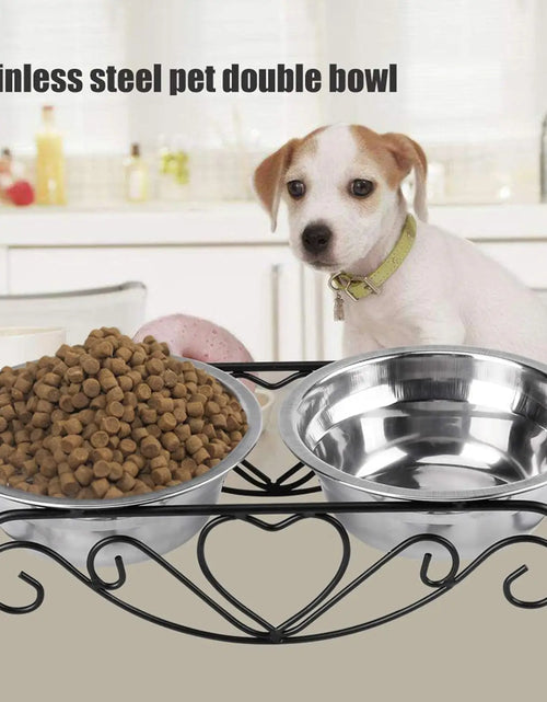 Load image into Gallery viewer, Pet Dog Cat Feeder Bowl Stainless Steel Double Bowl  Cat Dish Bowl for Puppy Elevated Stand for Pet Feeding &amp; Watering Supplies
