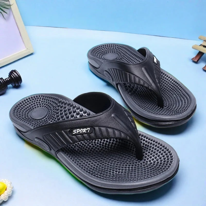 Men‘s Flip Flops Summer Non-Slip Thong Sandals Lightweight Comfortable EVA Foam Arch Support Indoor Outdoor Home Slippers Beach Pool Gym Travel Walking Durable Quick Dry Cushion Footbed Casual Minimalist