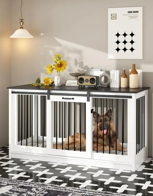 Load image into Gallery viewer, Dog Crate Furniture, 55&quot; Indoor Heavy Duty Dogs Kennel House with Sliding Doors, Dog Crate Table Side End Table TV Stand
