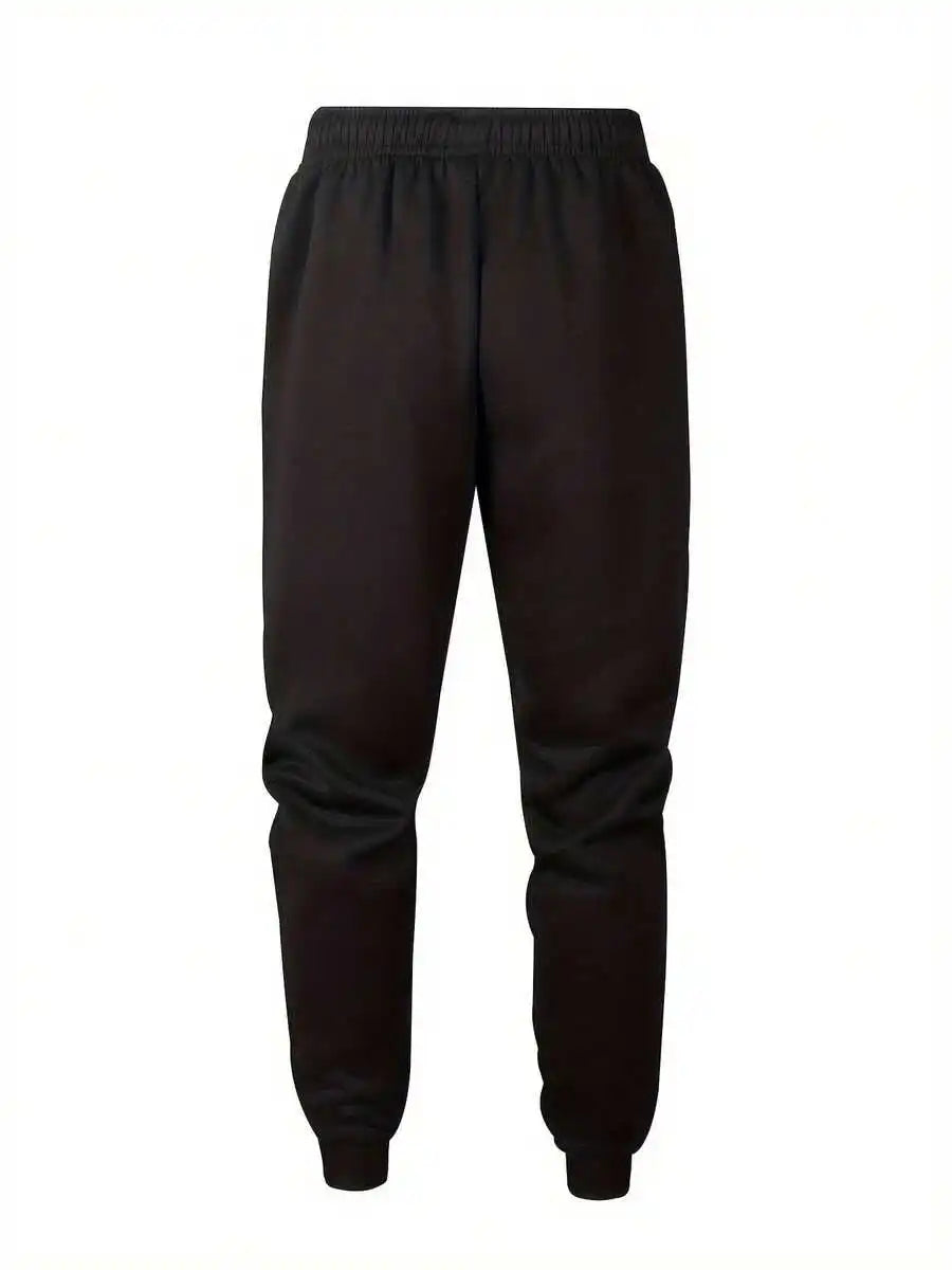 3pcs Men's Fleece Lined Solid Jogger Sweatpants With Drawstring, Casual Sports Trousers For Autumn And Winter