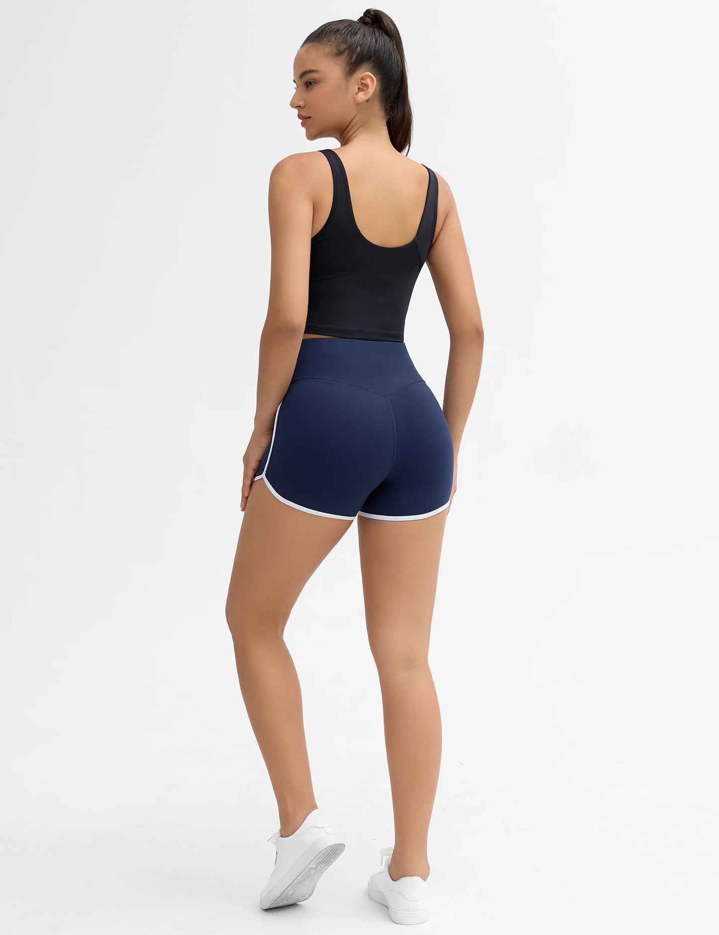 THE GYM PEOPLE Women's High Waist Workout Shorts Breathable Dolphin Split Elastic Lounge Yoga Shorts