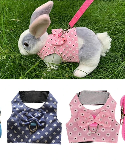 Load image into Gallery viewer, Bunny Harness and Leash Rabbit Vest for Guinea Pig Ferret Chinchilla Hamster  Lovely Costume 3 Sizes  Colors B03E
