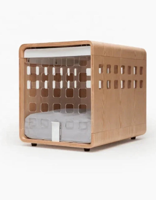 Load image into Gallery viewer, modern customized stylish clear acrylic heavy duty fold up inside house kennel dog wood crate for small animals
