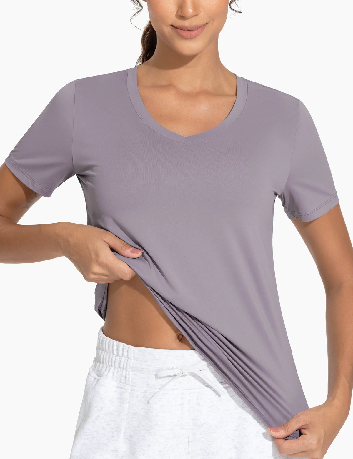 THE GYM PEOPLE Women's Breathable Workout Shirts V-Neck Short sleeve Stretchy Basic Athletic Tops | for yoga, running and casual