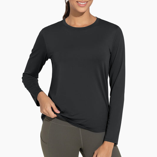THE GYM PEOPLE Women's Ultra Soft Long Sleeve Workout Shirts Basic Crewneck Athletic Running Tops