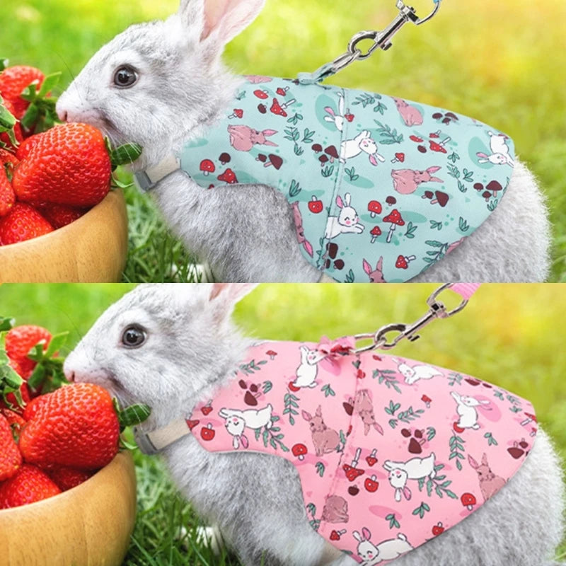 Rabbits Harness with Leash for Small Pet Traction Vest Leash Set for Guinea Pigs Pet Outdoor Adjustable Walking Harness