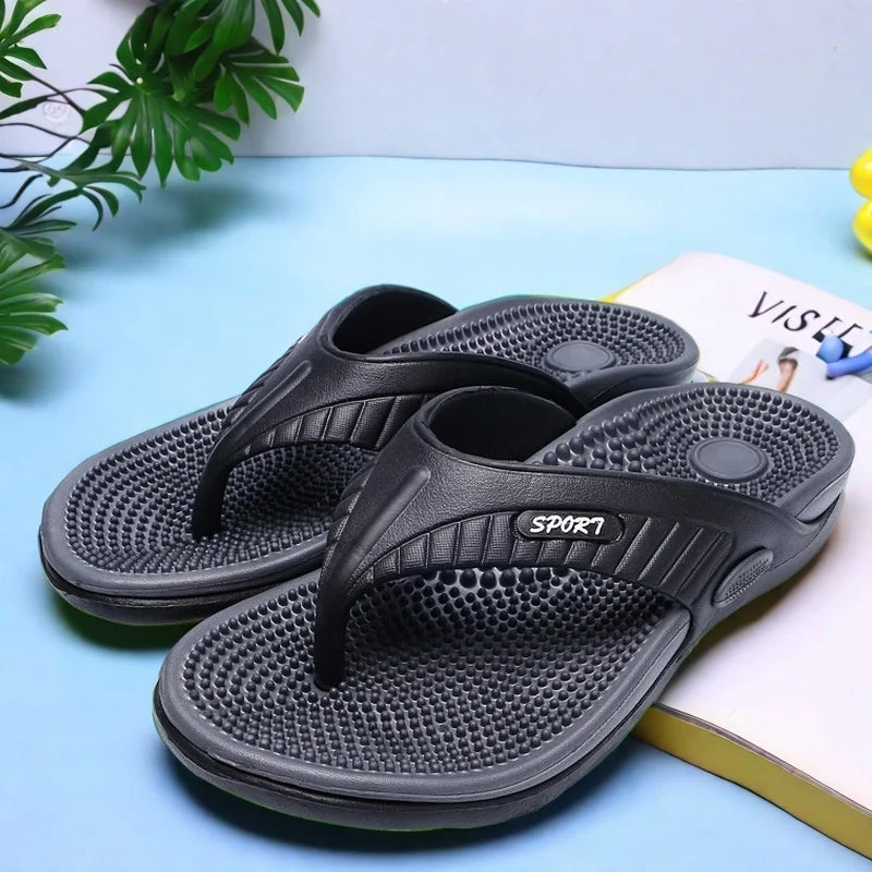 Men‘s Flip Flops Summer Non-Slip Thong Sandals Lightweight Comfortable EVA Foam Arch Support Indoor Outdoor Home Slippers Beach Pool Gym Travel Walking Durable Quick Dry Cushion Footbed Casual Minimalist