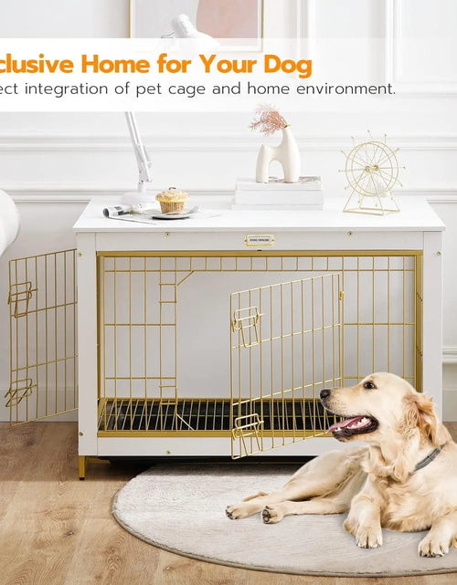 Load image into Gallery viewer, HOOBRO Dog Crate Furniture, 38.6&quot; Large Dog Kennel Indoor, Wooden Crate with Pull-Out Tray, Double Doors Dog House
