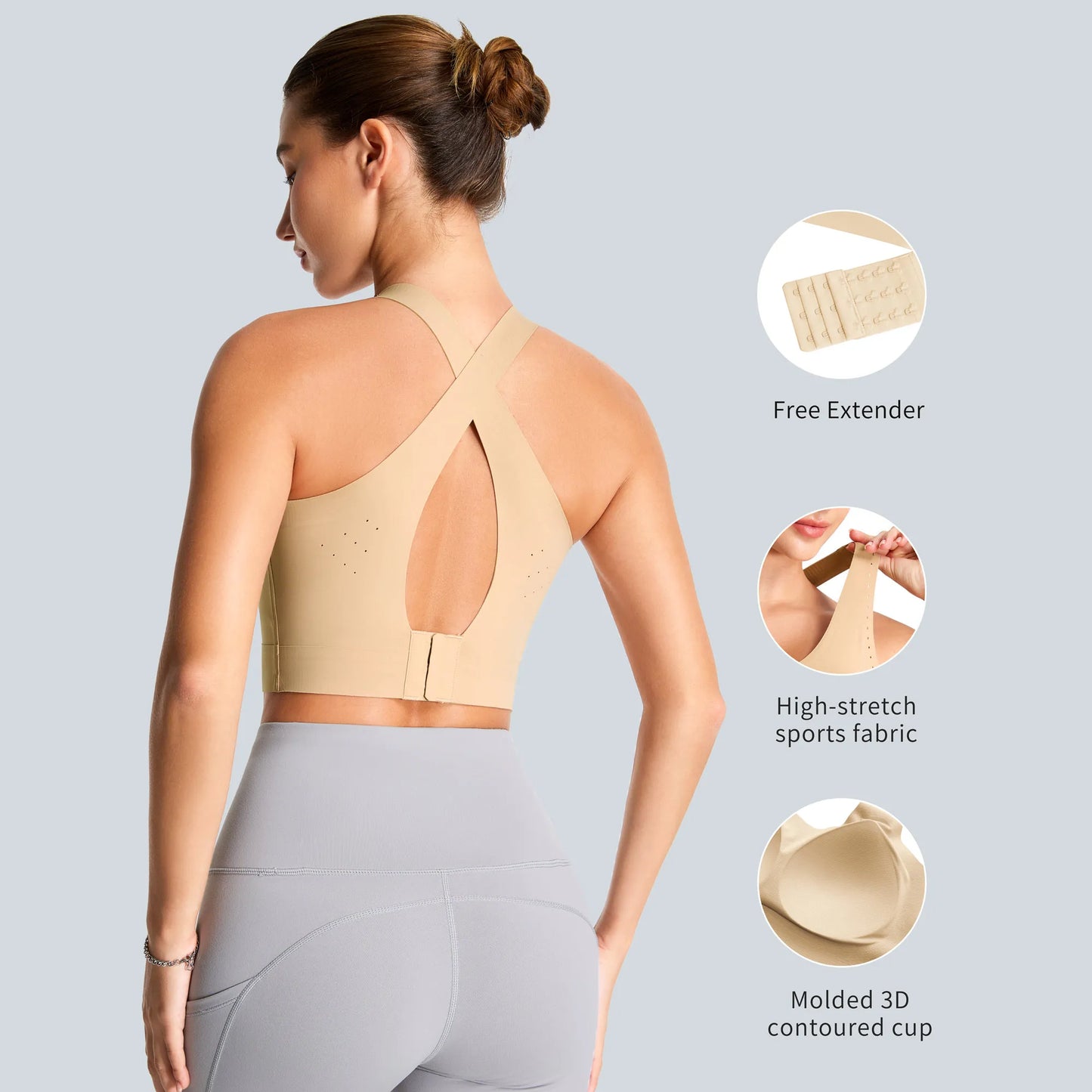 THE GYM PEOPLE Women's Wireless Cross Back Sports Bras Padded Low Impact Seamless Bra