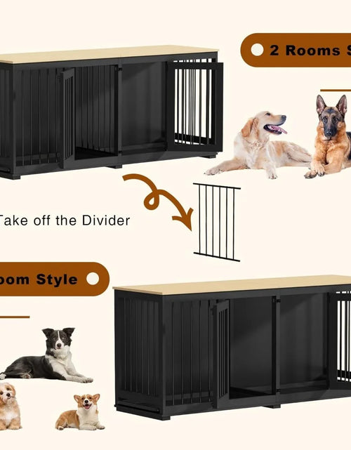 Load image into Gallery viewer, Dog Crates, Heavy Duty Wooden Kennel with Tray &amp; Removable Divider for 2 Dogs, Indoor Style Pet Crate House TV Stand, Dog Crates
