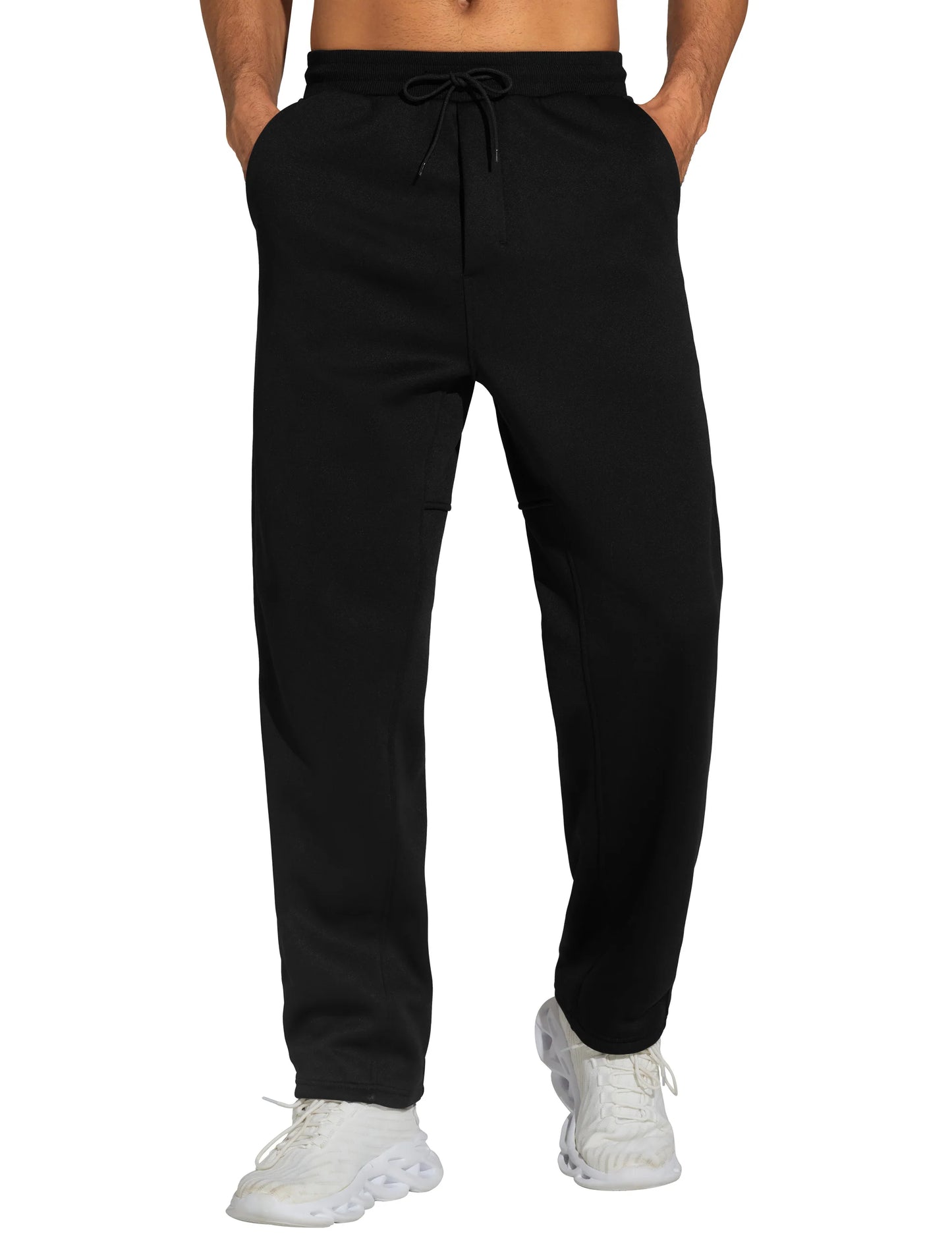 THE GYM PEOPLE Men's Baggy Sweatpants Fleece Drawstring Straight Leg Open Bottom Workout Pants with Pockets