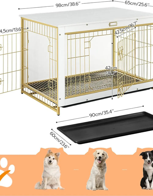 Load image into Gallery viewer, HOOBRO Dog Crate Furniture, 38.6&quot; Large Dog Kennel Indoor, Wooden Crate with Pull-Out Tray, Double Doors Dog House
