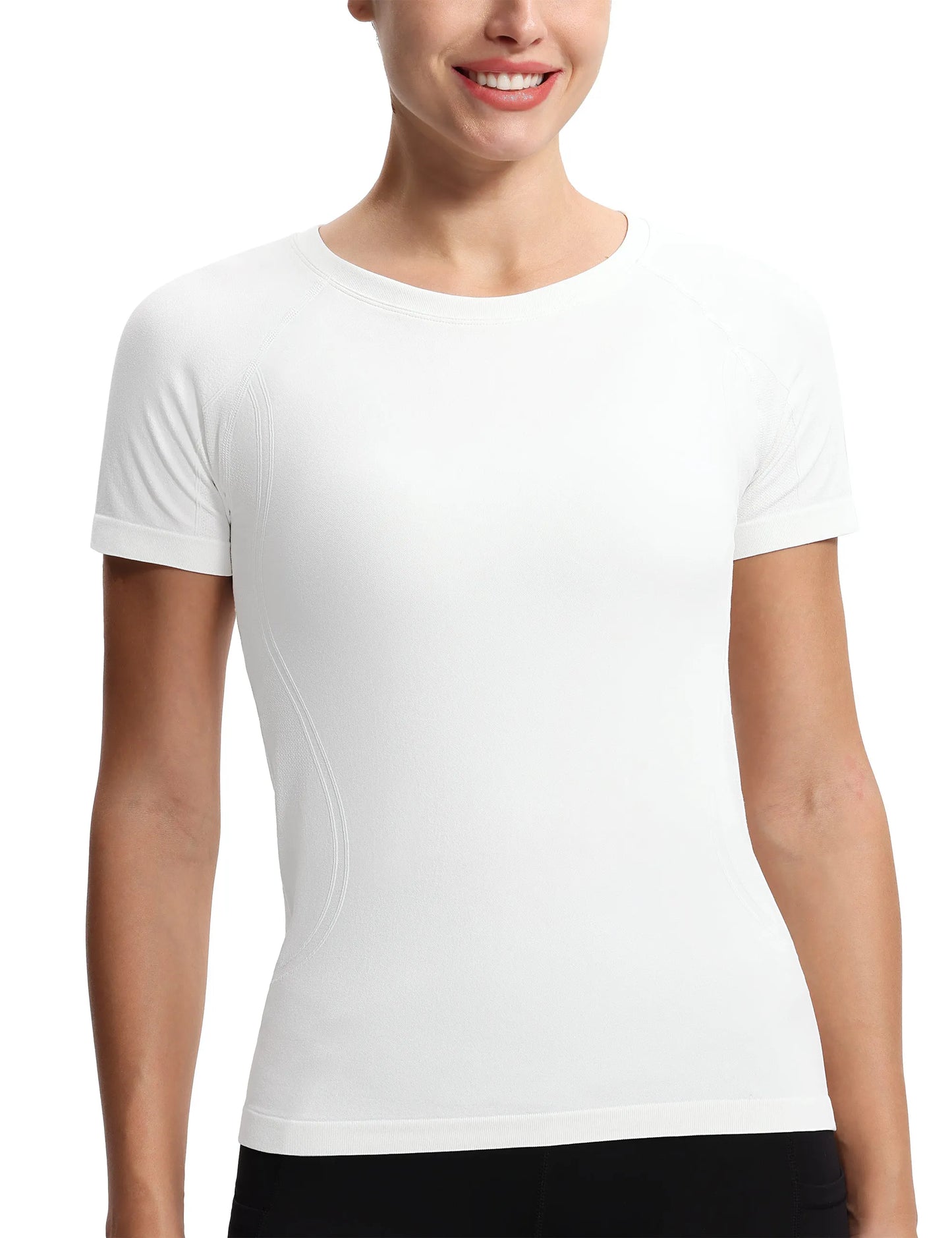 THE GYM PEOPLE Women's Seamless Workout T-Shirts Short Sleeve Slim Fit Shirts Breathable Running Tee Tops
