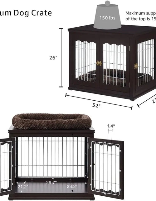 Load image into Gallery viewer, Furniture Style Dog Crate for Medium Dogs, Indoor Aesthetic Puppy Kennel, Modern Decorative Wooden Wire Pet House Dog Cage
