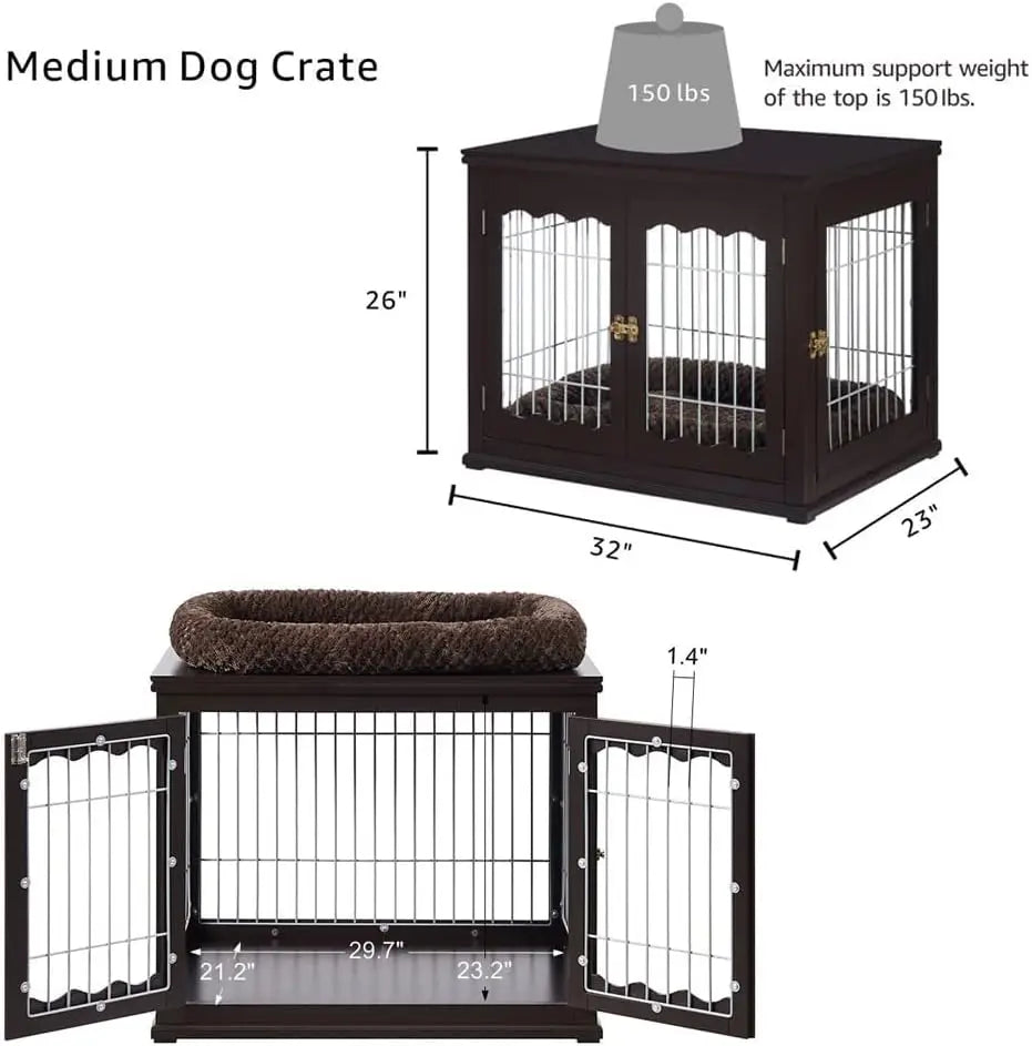 Furniture Style Dog Crate for Medium Dogs, Indoor Aesthetic Puppy Kennel, Modern Decorative Wooden Wire Pet House Dog Cage