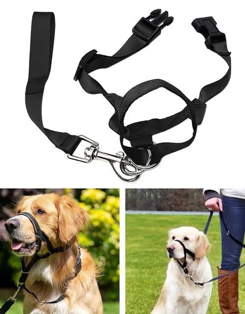 Load image into Gallery viewer, Adjustable Anti barking Non Pull Dog Muzzle Dog Halter Dog Head Collar Leader Harness
