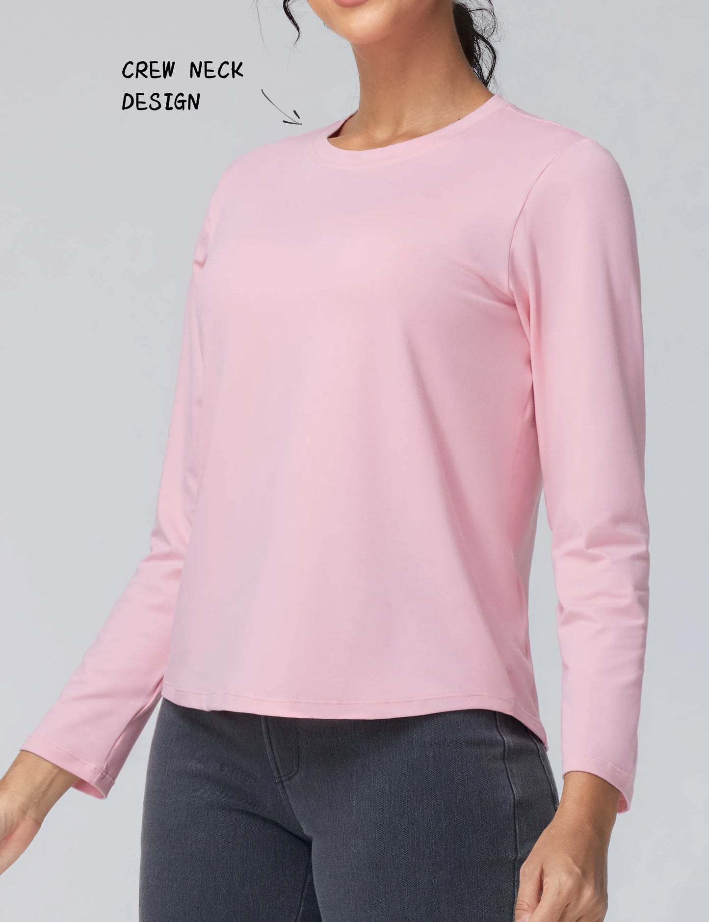THE GYM PEOPLE Women's Long Sleeve Soft Workout Shirts Basic Crewneck UPF 50+ Sun Lightweight Fall Athletic Running Tops