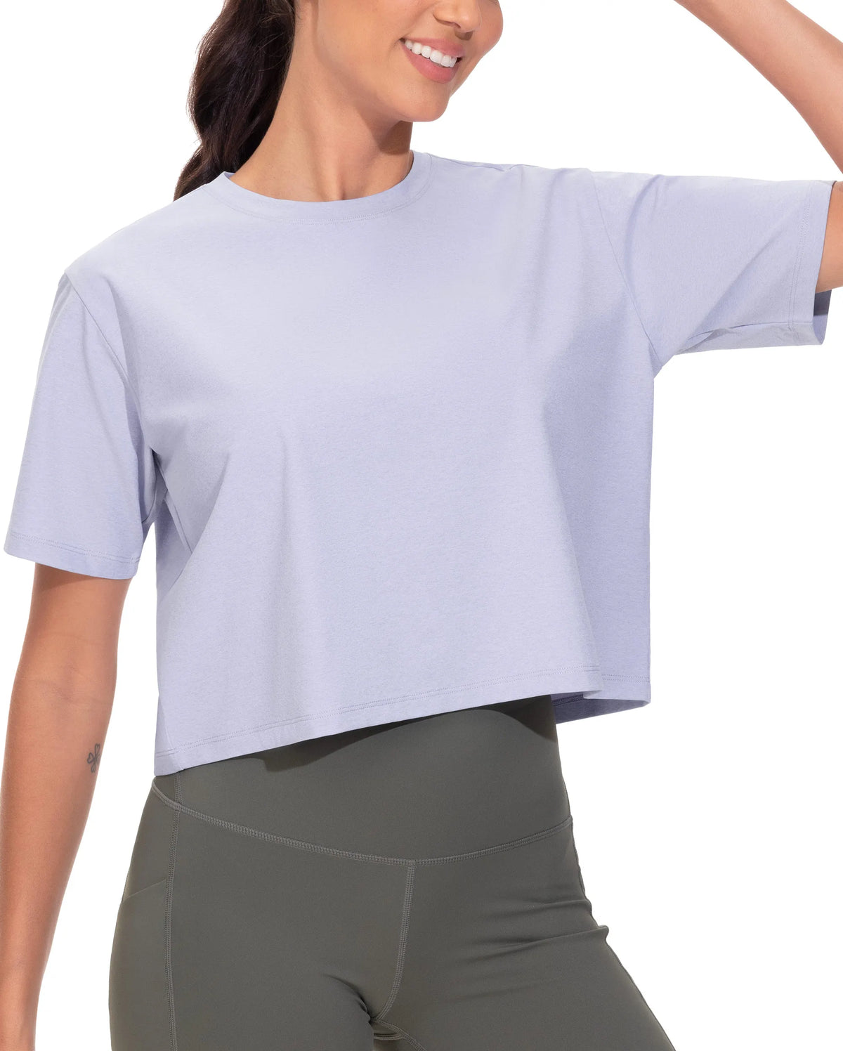 THE GYM PEOPLE Workout Crop Tops for Women Short Sleeve Shirts Loose Fit Yoga Athletic Basic Cropped T-Shirts