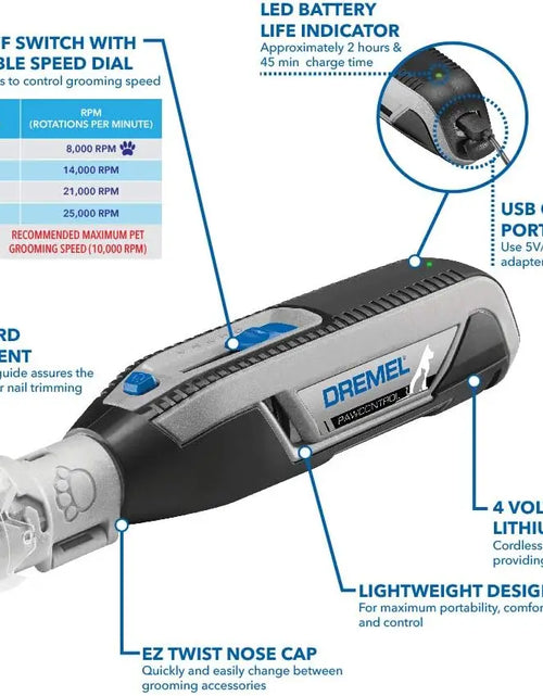 Load image into Gallery viewer, Dog Nail Grinder and Trimmer - Cordless &amp; Rechargeable Pet Grooming Tool Kit - Safe and Humane for Do
