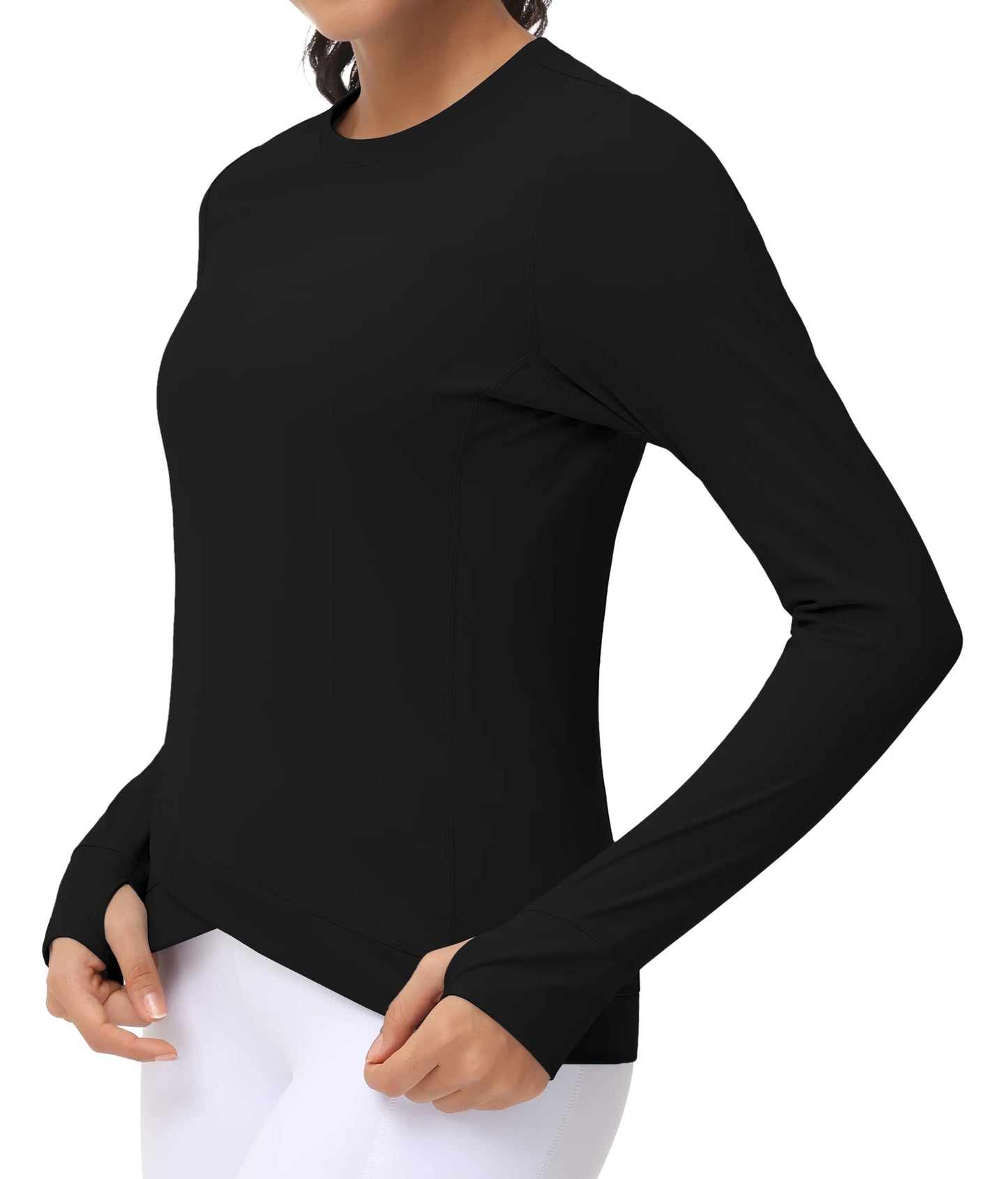 Women's Long Sleeve Compression Shirts Workout Tops Cross Hem Athletic Running Yoga T-Shirts with Thumb Hole