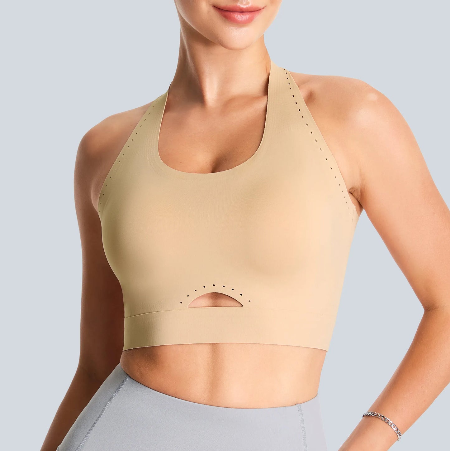 THE GYM PEOPLE Women's Wireless Cross Back Sports Bras Padded Low Impact Seamless Bra